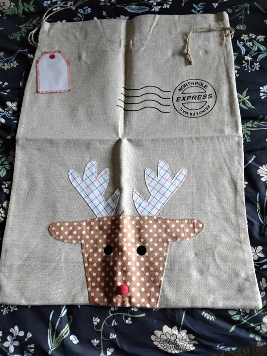 Other - Reindeer Drawstring Canvas  Gift Bag